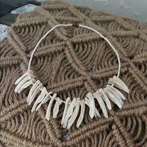 Statement Cream seed shell and shark teeth Beaded beach wear Necklace choker